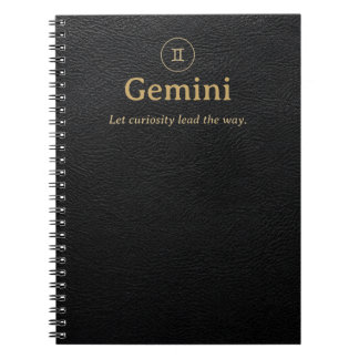 Gemini Zodiac Spiral Notebook - Faux Leather Look