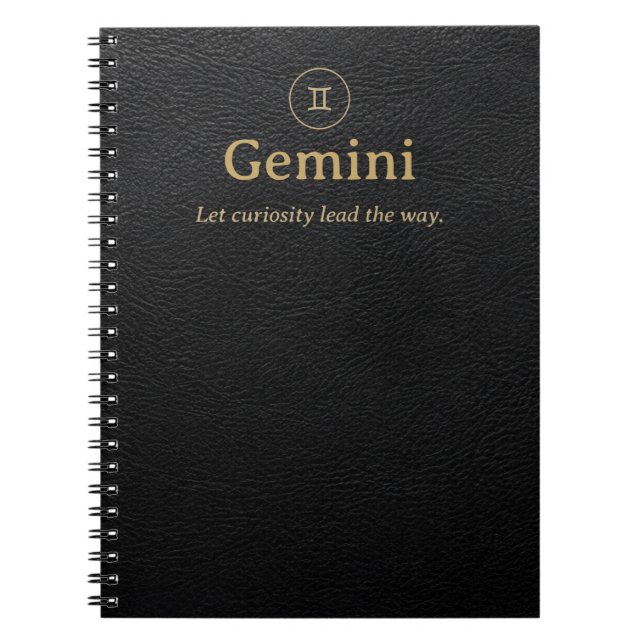 Gemini Zodiac Spiral Notebook - Faux Leather Look (Front)