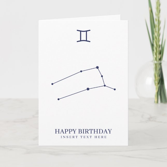 Gemini Zodiac Star Sign Custom Birthday Card (Front)
