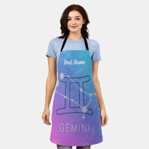 Gemini Zodiac Star Sign Watercolor Horoscope Apron