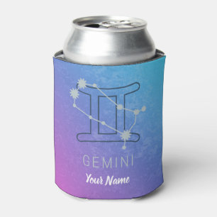 Gemini Zodiac Star Sign Watercolor Horoscope Can Cooler