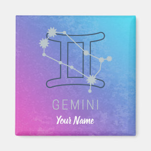 Gemini Zodiac Star Sign Watercolor Horoscope Magnet