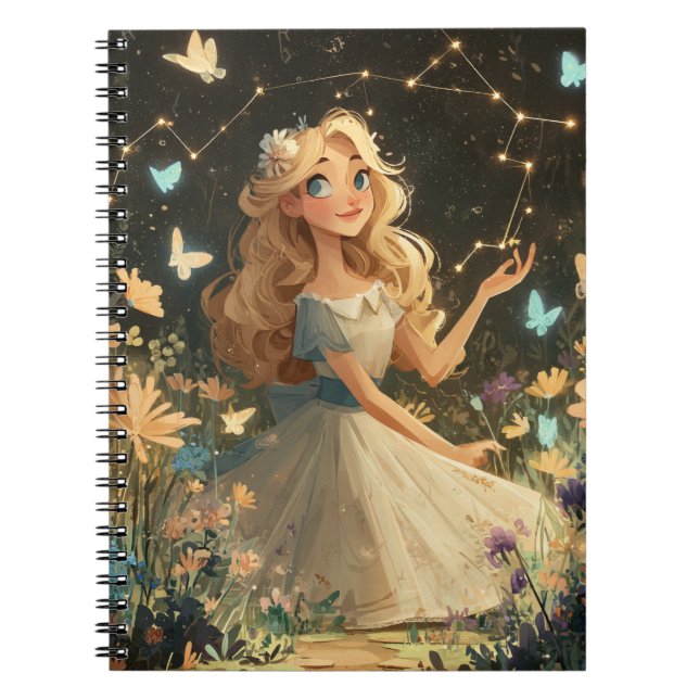 Gemini Zodiac Starry Garden Notebook (Front)