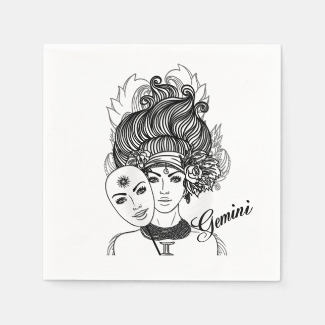 Gemini Zodiac Symbol and Sign Napkin (Front)