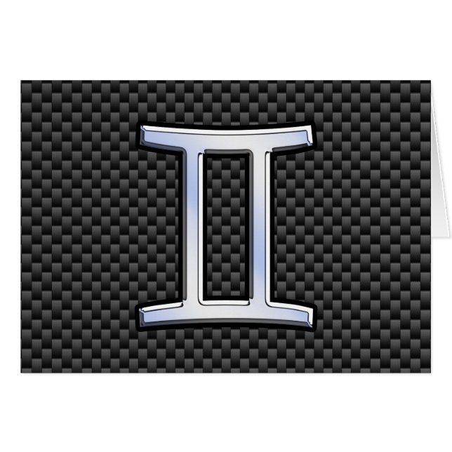 Gemini Zodiac Symbol Charcoal Carbon Fibre Style (Front Horizontal)
