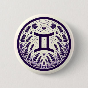 Gemini Zodiac Symbol Geminis Birthday Art          6 Cm Round Badge
