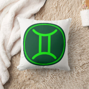 Gemini Zodiac Symbol Green Mix Cushion