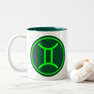 Gemini Zodiac Symbol Green Mix Two-Tone Coffee Mug