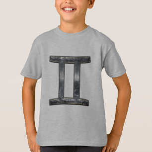 Gemini Zodiac Symbol in Grunge Distressed Style T-Shirt