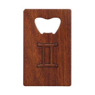 Gemini Zodiac Symbol on Mahogany like print