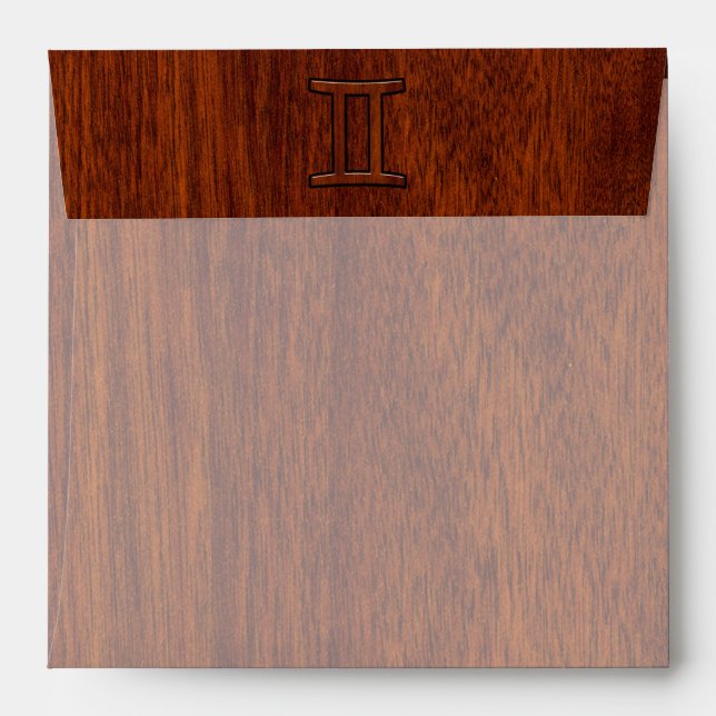 Gemini Zodiac Symbol on Mahogany like print Envelopes (Back (Top Flap))