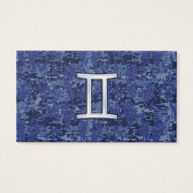 Gemini Zodiac Symbol on Navy Blue Digital Camo (Front)