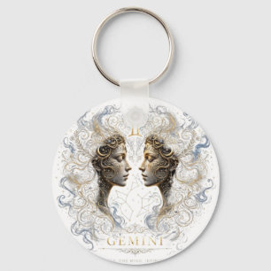 Gemini Zodiac T-Shirt - Twin Stars Astrology Symbo Key Ring