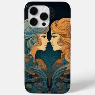 Gemini Zodiac Twin Women Boho Print iPhone 15 Pro Max Case