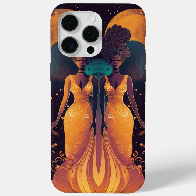 Gemini Zodiac Twin Women Boho Print Case-Mate iPhone Case (Back)
