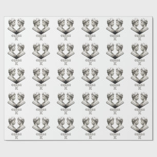 Gemini Zodiac Twins Classical Black White Astrolog Wrapping Paper