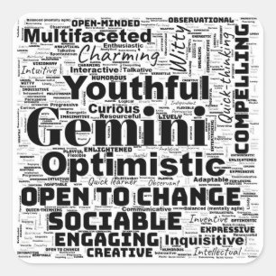 Gemini Zodiac Word Cloud Inspiration  Square Sticker