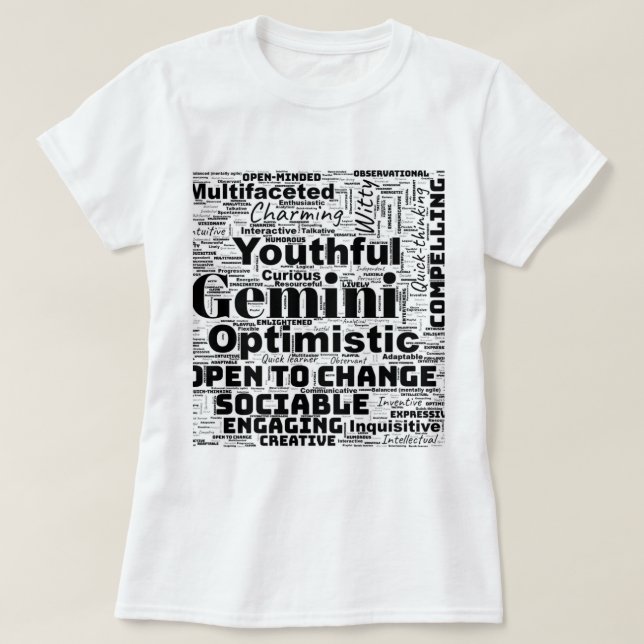 Gemini Zodiac Word Cloud Inspiration  T-Shirt (Design Front)