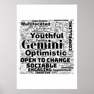 Gemini Zodiac Word Cloud  Poster