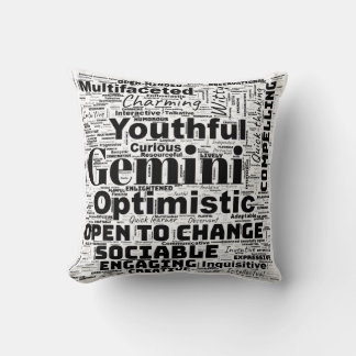  Gemini Zodiac Word Cloud Throw Pillow