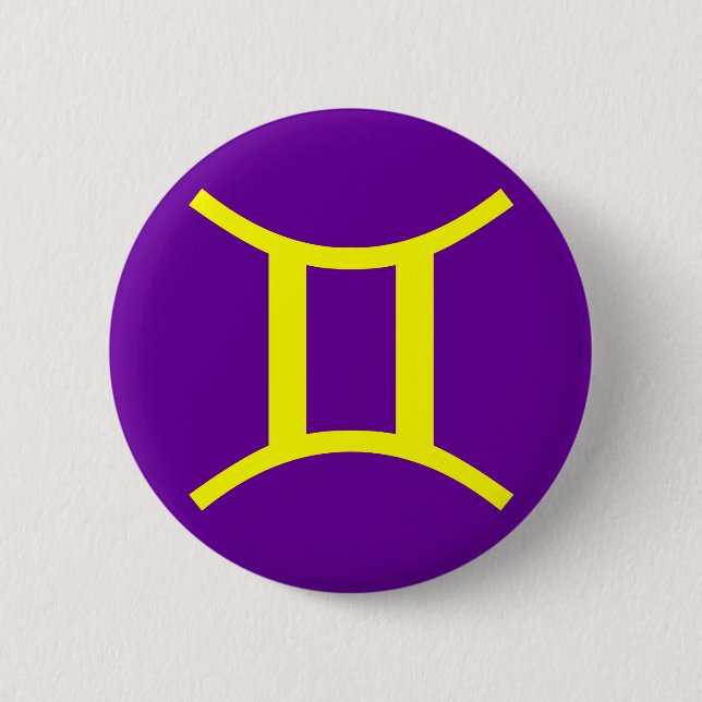 GEMINI, ZODIACAL SIGN 6 CM ROUND BADGE (Front)