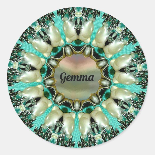 GEMMA ~ Bright Abstract Pattern ~ Personalised ~  Classic Round Sticker (Front)