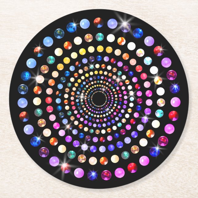 Gems Round Paper Coaster (Front)