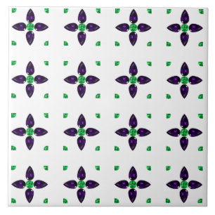 Gemstone Art, Green and Purple Ceramic Tile