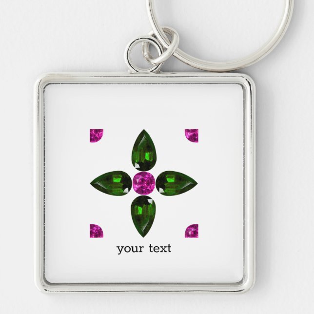 Gemstone Art, Purple Green Key Ring (Front)
