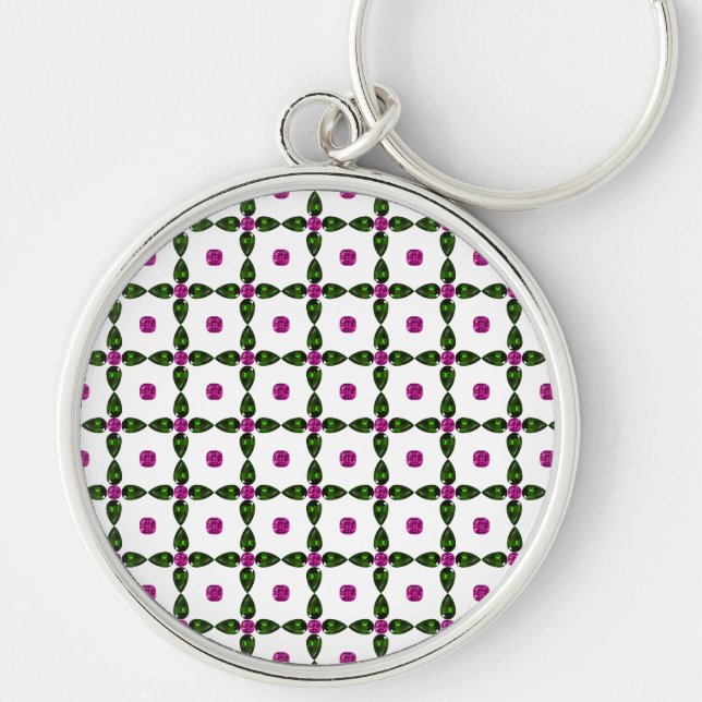 Gemstone Art, Purple Green Key Ring (Front)