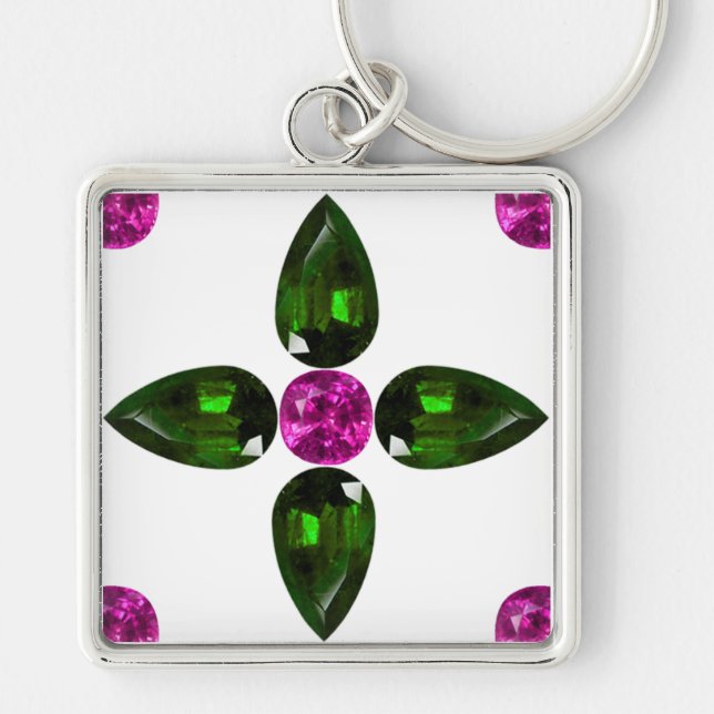 Gemstone Art, Purple Green Keychain (Front)