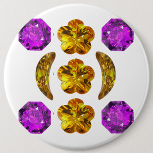 Gemstone Art Purple Orange 6 Cm Round Badge