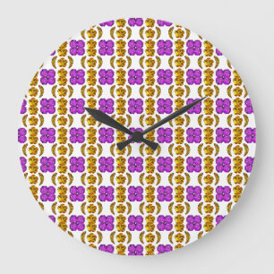 Gemstone Art Purple Orange Large Clock