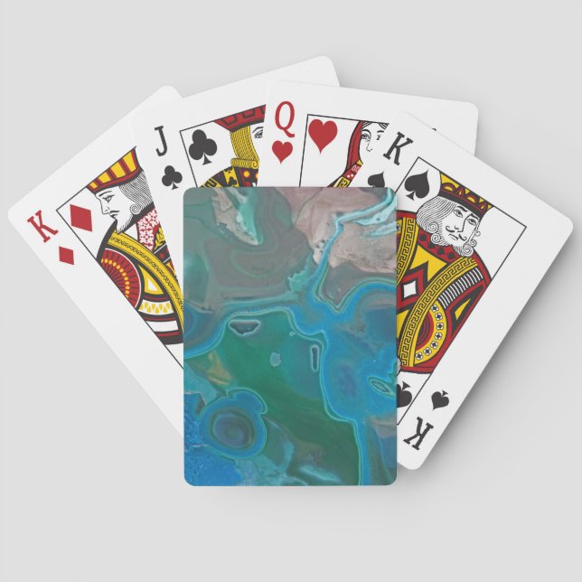 Gemstone Blue Green Swirl Polished Stone Nature Playing Cards (Back)