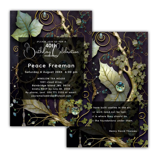 Gemstone Botanical, Elegant,Plum,Sage Invitation (Creator Uploaded)