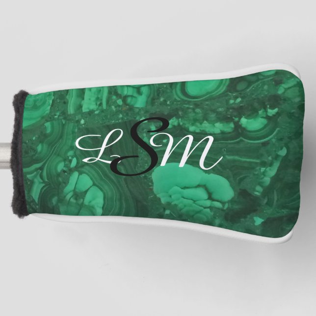 Gemstone Bright Green Marbled Monogram Golf Head Cover (Front)