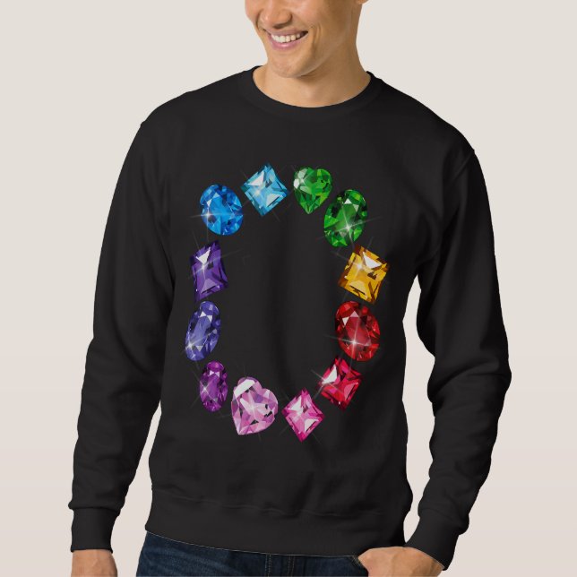 Gemstone Circle Fun Colourful Gemstones Sweatshirt (Front)
