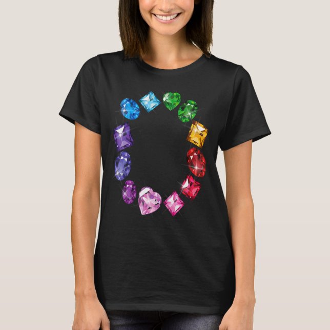 Gemstone Circle Fun Colourful Gemstones T-Shirt (Front)
