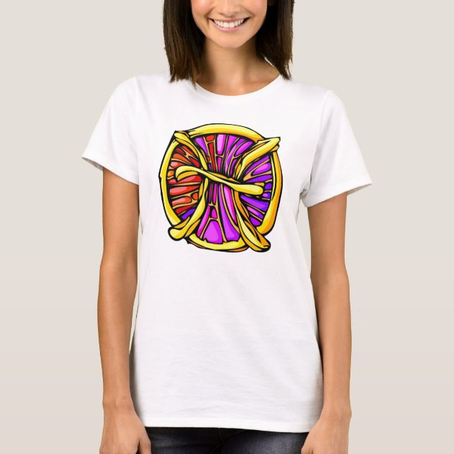 Gemstone Coloured Pisces Symbol T-Shirt (Front)