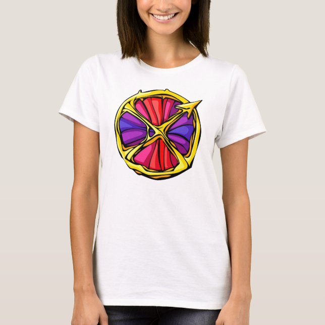Gemstone Coloured Sagittarius Symbol T-Shirt (Front)