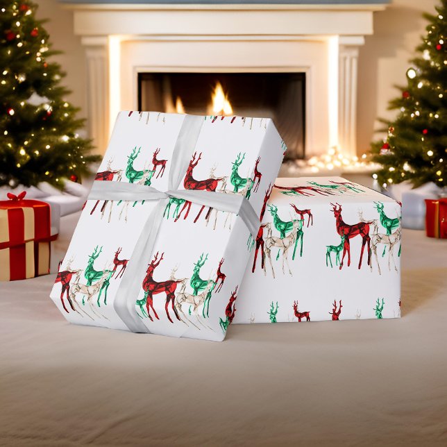 Gemstone Crystal Reindeer Christmas Holiday Wrapping Paper (Creator Uploaded)