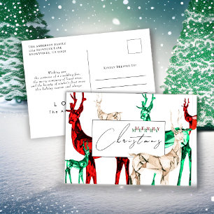 Gemstone Crystal Reindeer Christmas Postcard