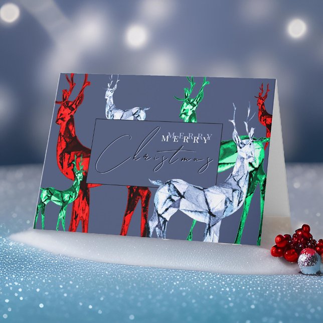 Gemstone Crystal Reindeer Merry Christmas Holiday Card (Creator Uploaded)