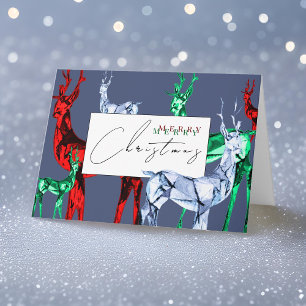 Gemstone Crystal Reindeer Merry Christmas Holiday Card