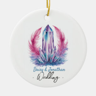 gemstone crystal watercolor wedding ceramic ornament
