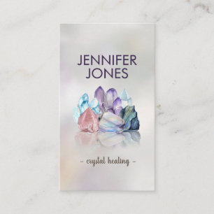 Gemstone Crystals Cluster on mother of pearl  Business Card