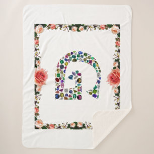 Gemstone Diamond Initial G Monogram Art Sherpa Blanket