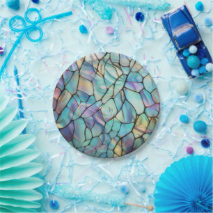 Gemstone Elements Opal Colourful  Mix Pattern Paper Plate