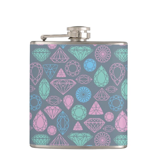 Gemstone Icon Pattern Hip Flask (Front)