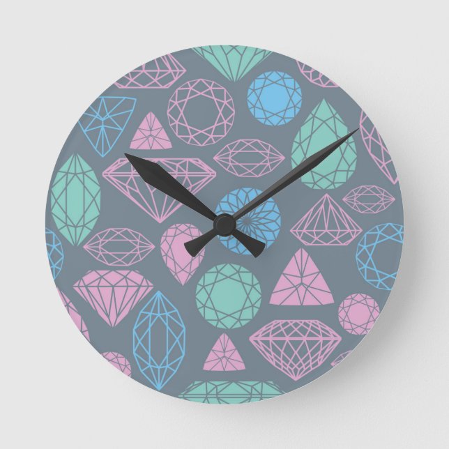 Gemstone Icon Pattern Round Clock (Front)